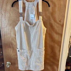 We The Free Cream Corduroy Pinafore Dress